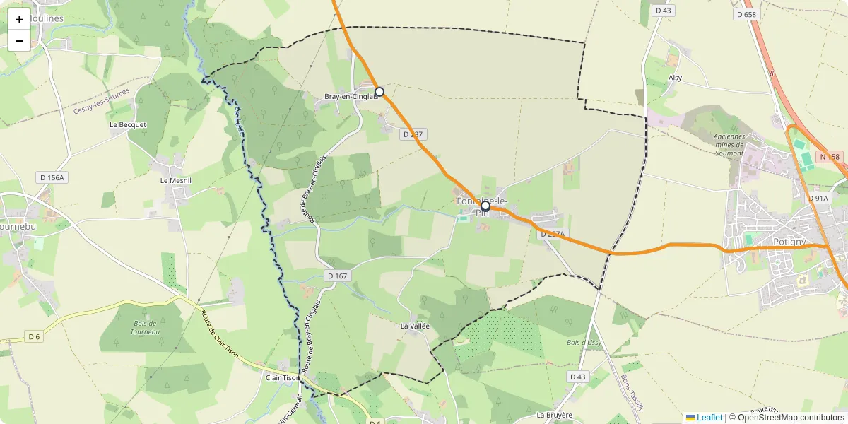 Carte du réseau de transport en commun à Fontaine-le-Pin - lignes de bus et arrêts