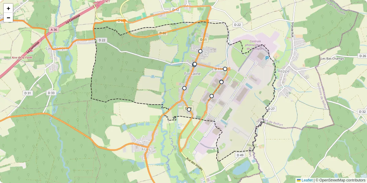 Carte du réseau de transport en commun à Fontaine - lignes de bus et arrêts