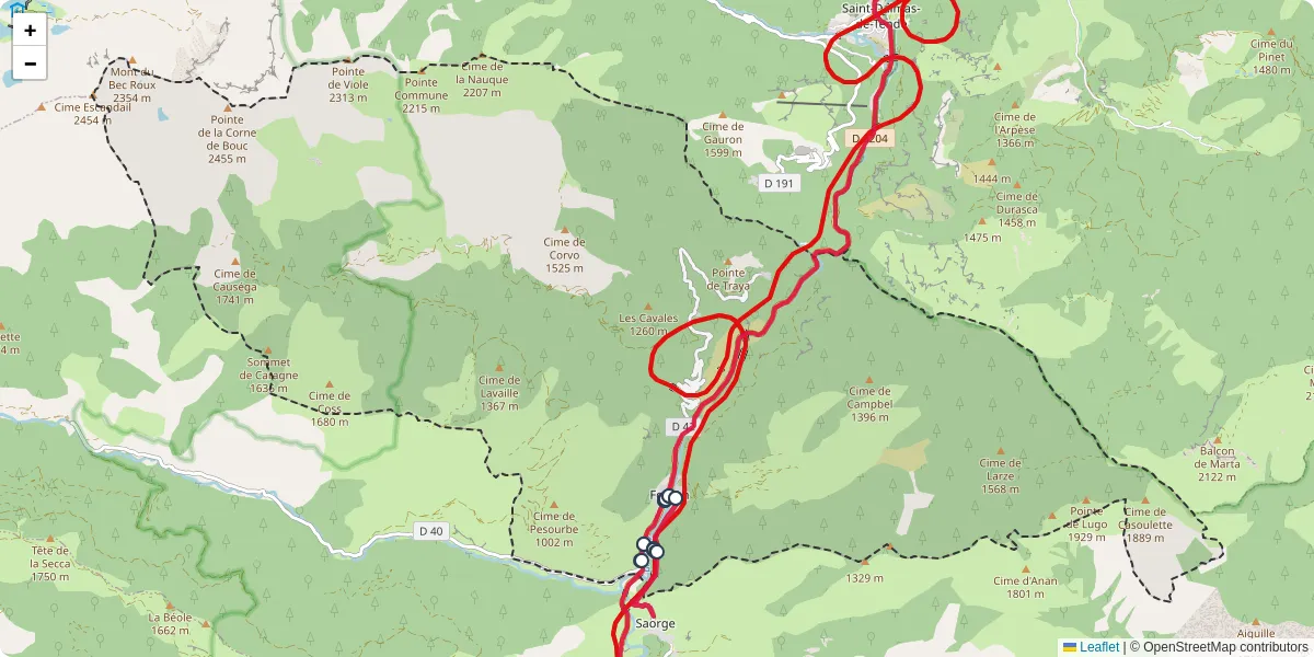 Carte du réseau de transport en commun à Fontan - lignes de bus et arrêts