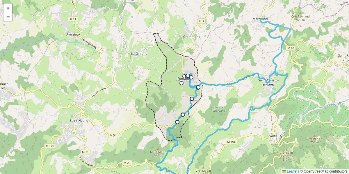 Carte du réseau de transport en commun à Fontanès - lignes de bus et arrêts
