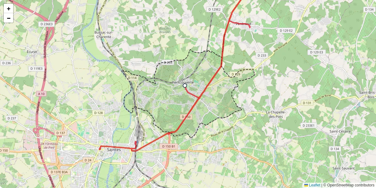 Carte du réseau de transport en commun à Fontcouverte - lignes de bus et arrêts