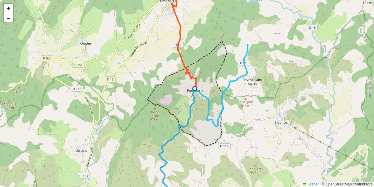 Carte du réseau de transport en commun à Fontienne - lignes de bus et arrêts
