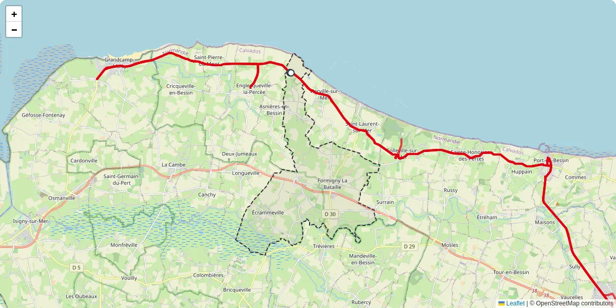 Carte du réseau de transport en commun à Formigny La Bataille - lignes de bus et arrêts