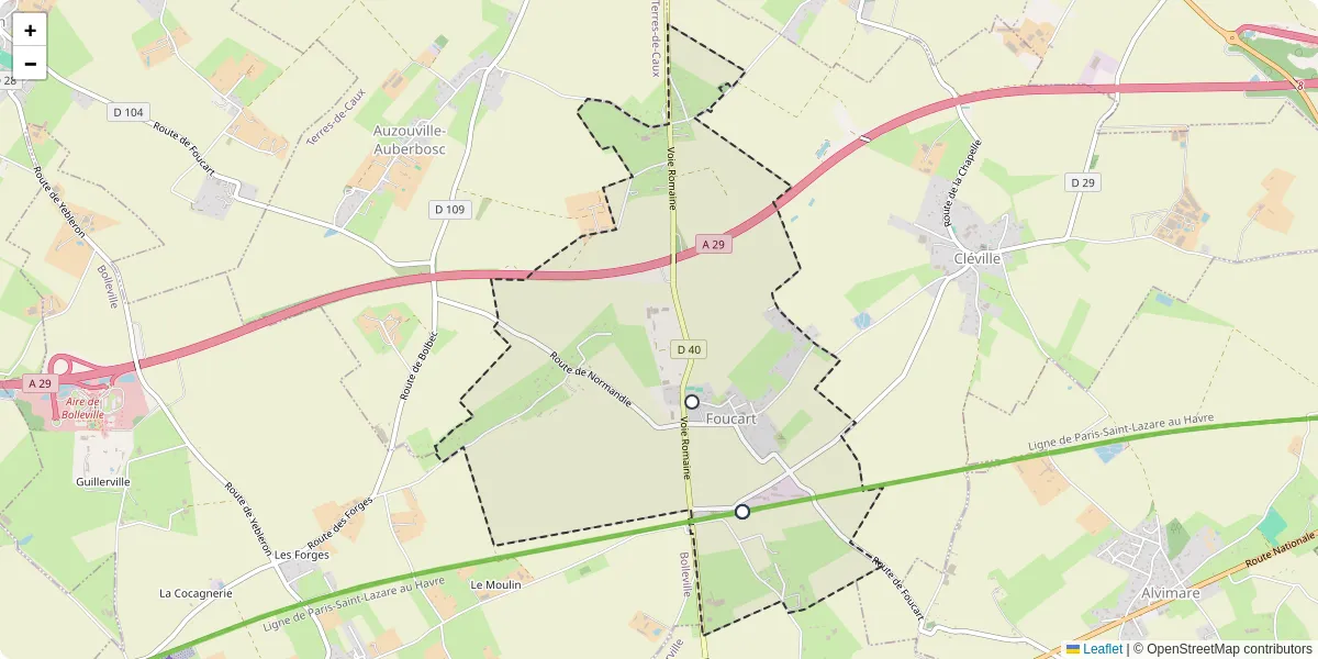Carte du réseau de transport en commun à Foucart - lignes de bus et arrêts