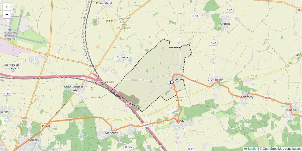Carte du réseau de transport en commun à Fouju - lignes de bus et arrêts