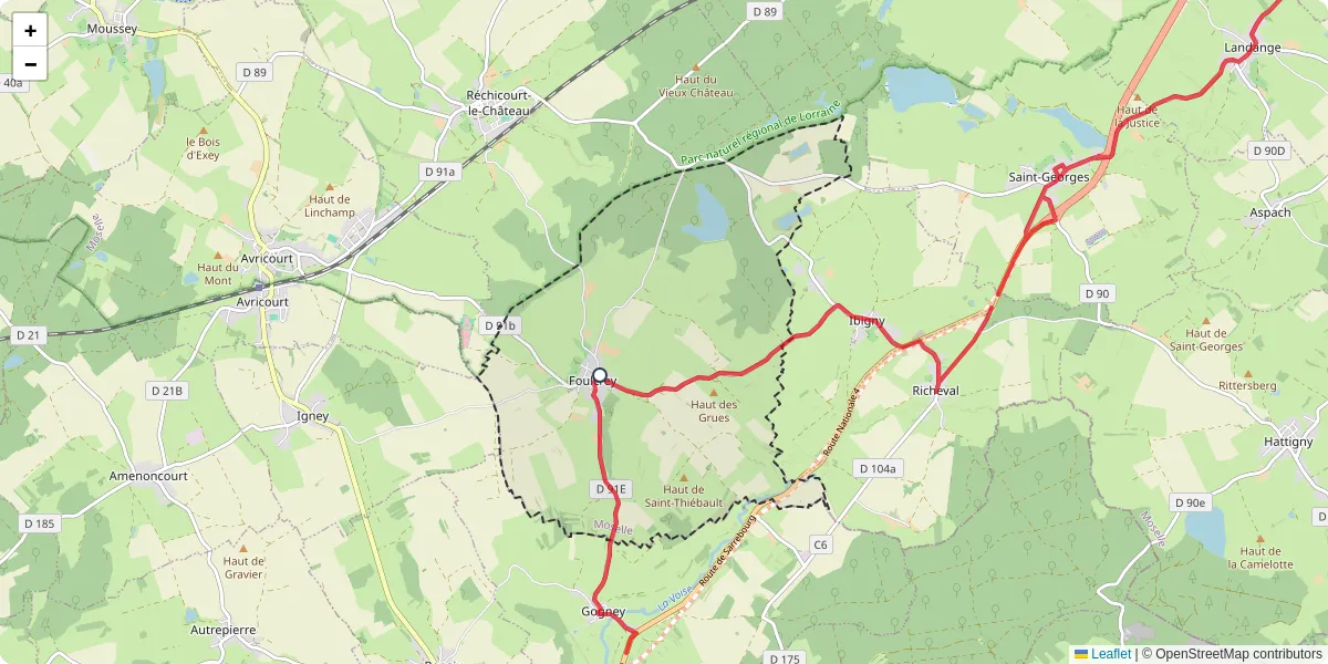 Carte du réseau de transport en commun à Foulcrey - lignes de bus et arrêts