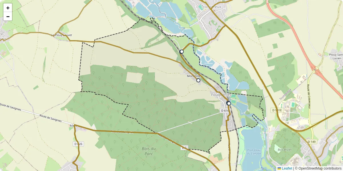 Carte du réseau de transport en commun à Fouquenies - lignes de bus et arrêts