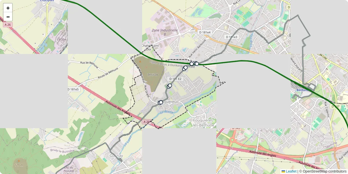 Carte du réseau de transport en commun à Fouquereuil - lignes de bus et arrêts