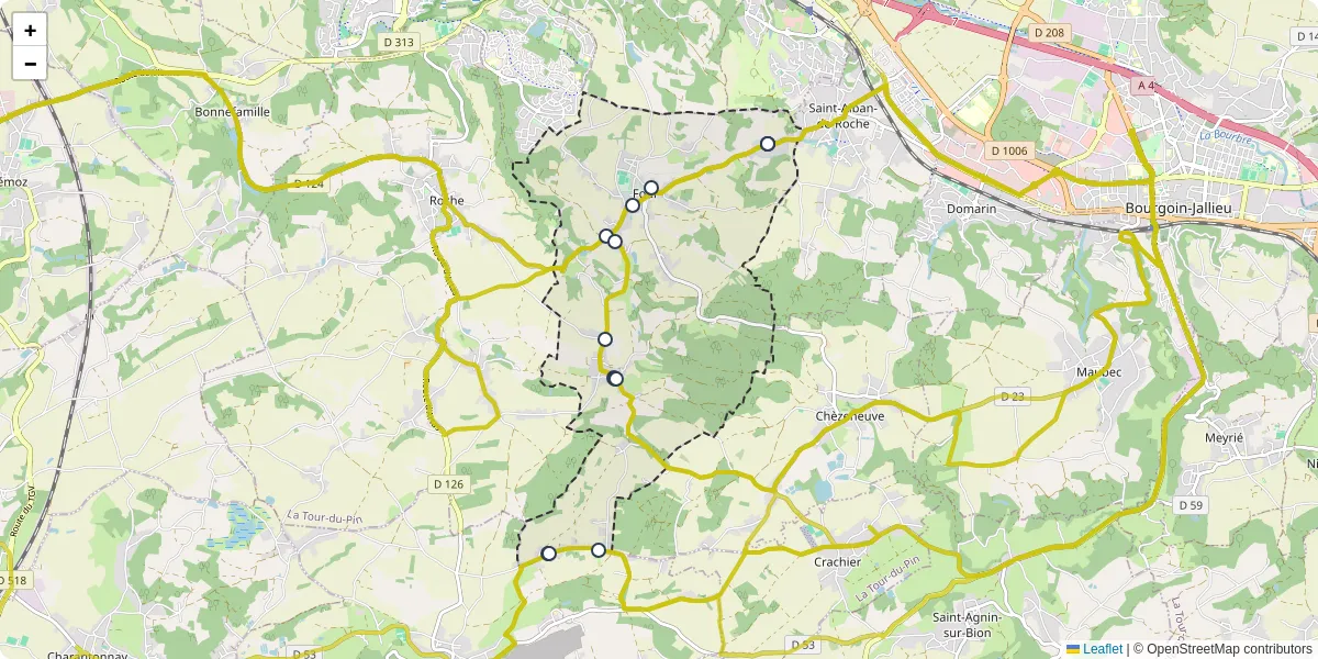 Carte du réseau de transport en commun à Four - lignes de bus et arrêts