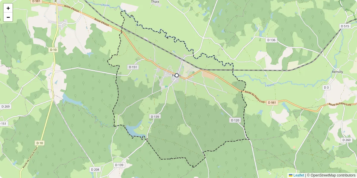 Carte du réseau de transport en commun à Fours - lignes de bus et arrêts