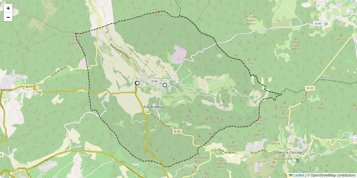 Carte du réseau de transport en commun à Fox-Amphoux - lignes de bus et arrêts