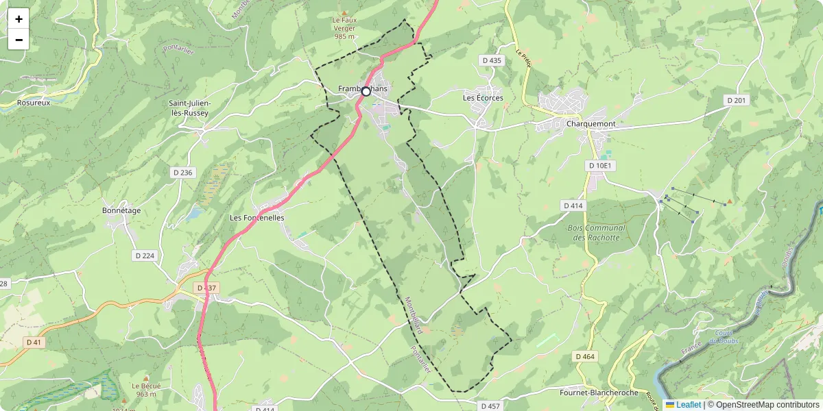 Carte du réseau de transport en commun à Frambouhans - lignes de bus et arrêts