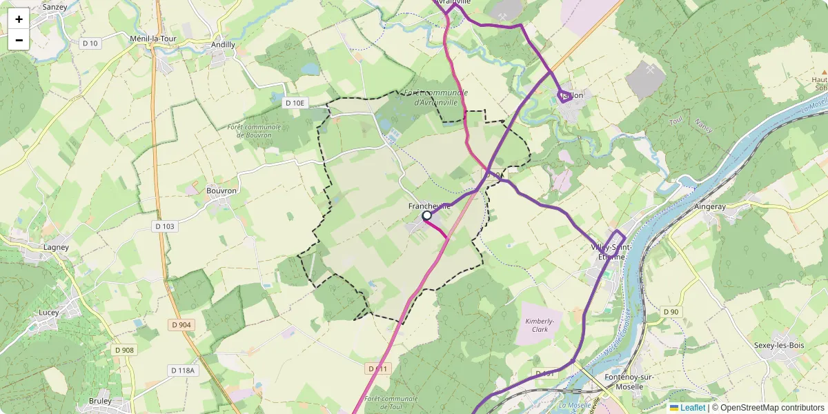 Carte du réseau de transport en commun à Francheville - lignes de bus et arrêts