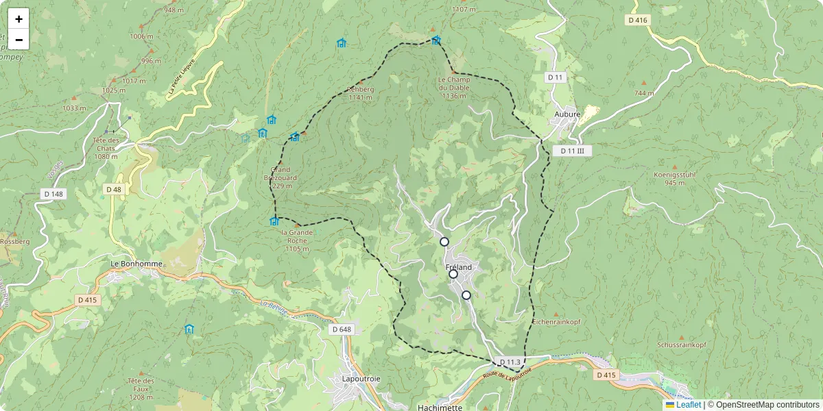 Carte du réseau de transport en commun à Fréland - lignes de bus et arrêts