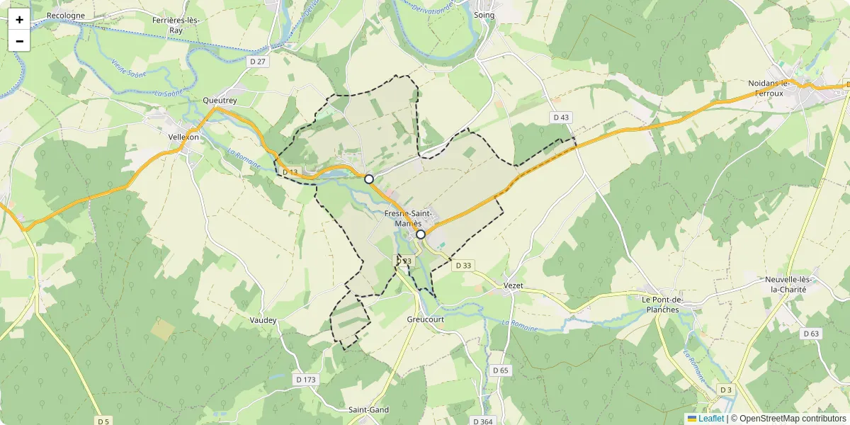 Carte du réseau de transport en commun à Fresne-Saint-Mamès - lignes de bus et arrêts