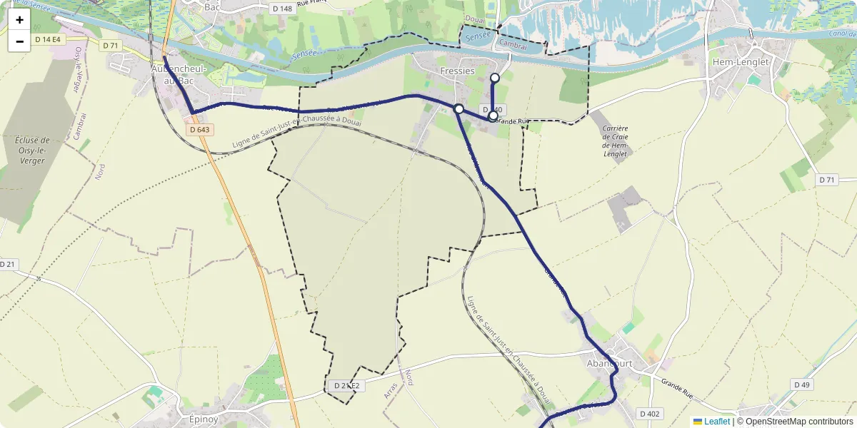 Carte du réseau de transport en commun à Fressies - lignes de bus et arrêts