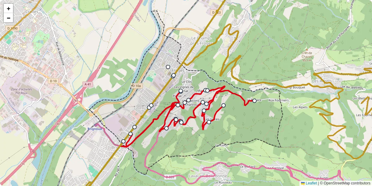 Carte du réseau de transport en commun à Froges - lignes de bus et arrêts