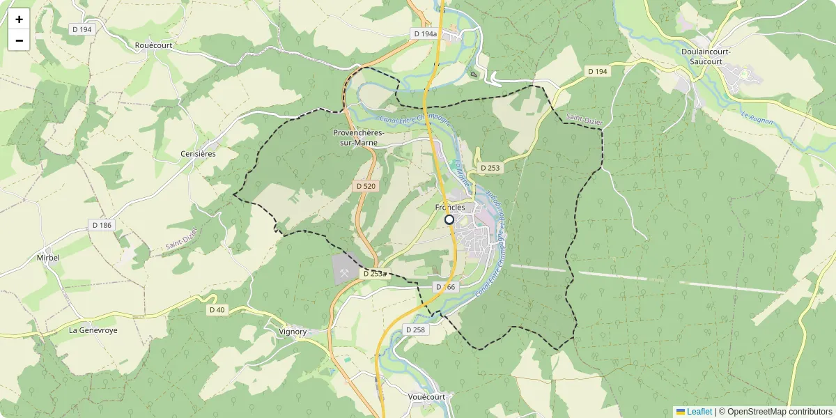 Carte du réseau de transport en commun à Froncles - lignes de bus et arrêts