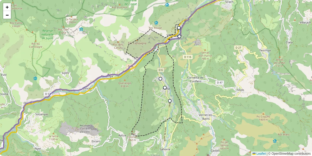 Carte du réseau de transport en commun à Fuilla - lignes de bus et arrêts