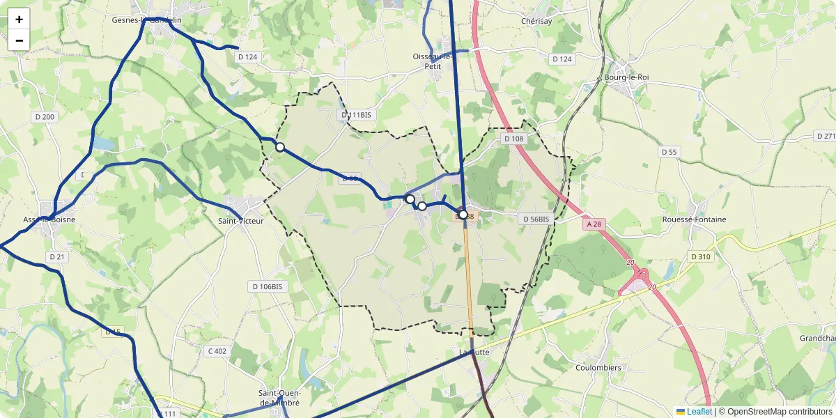 Carte du réseau de transport en commun à Fyé - lignes de bus et arrêts