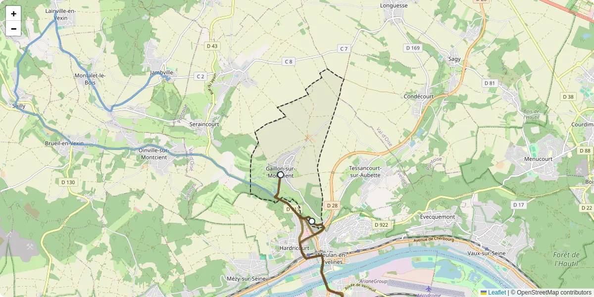 Carte du réseau de transport en commun à Gaillon-sur-Montcient - lignes de bus et arrêts