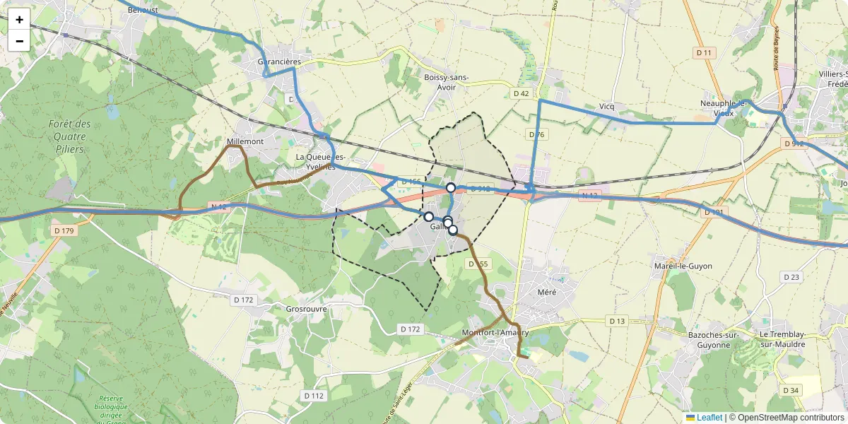 Carte du réseau de transport en commun à Galluis - lignes de bus et arrêts