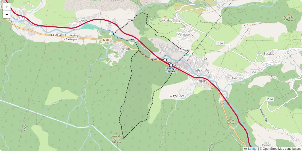 Carte du réseau de transport en commun à Garanou - lignes de bus et arrêts
