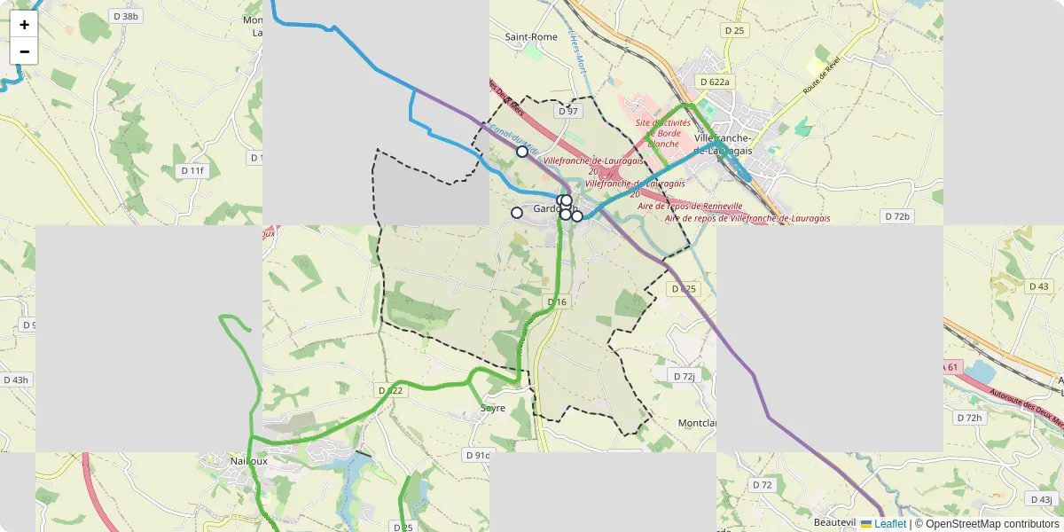 Carte du réseau de transport en commun à Gardouch - lignes de bus et arrêts