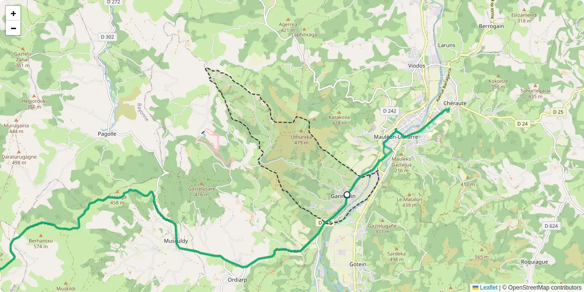 Carte du réseau de transport en commun à Garindein - lignes de bus et arrêts