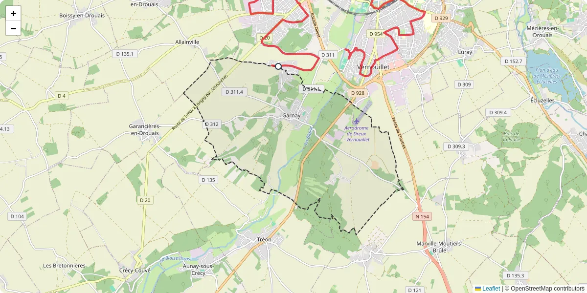 Carte du réseau de transport en commun à Garnay - lignes de bus et arrêts
