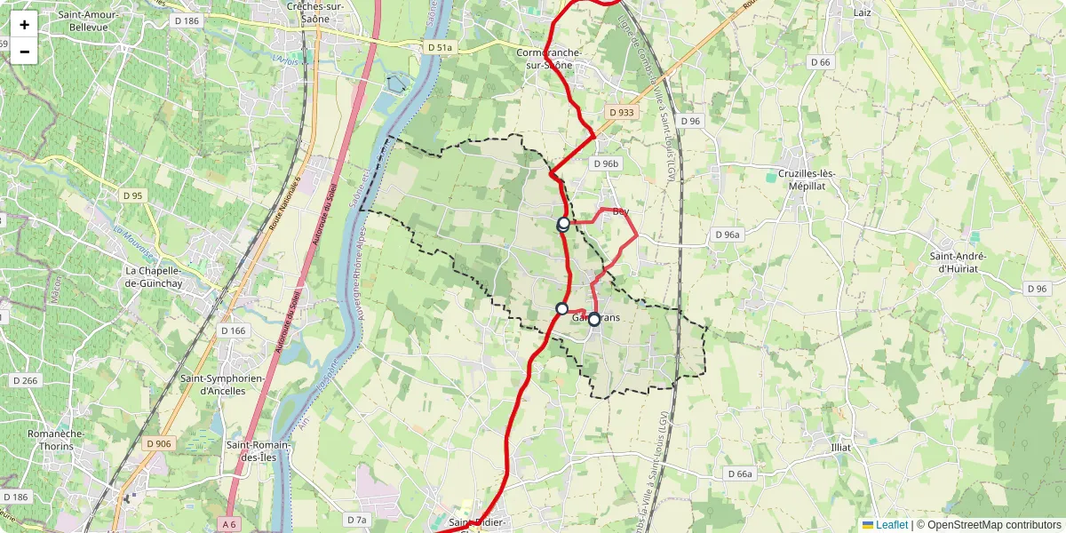 Carte du réseau de transport en commun à Garnerans - lignes de bus et arrêts