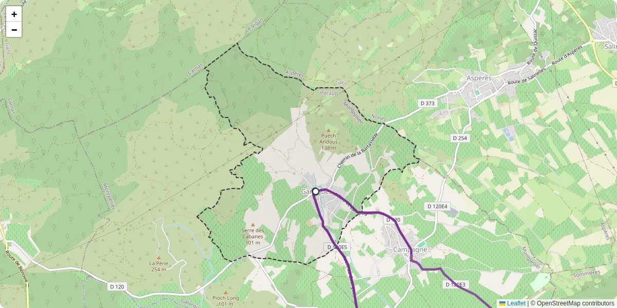 Carte du réseau de transport en commun à Garrigues - lignes de bus et arrêts