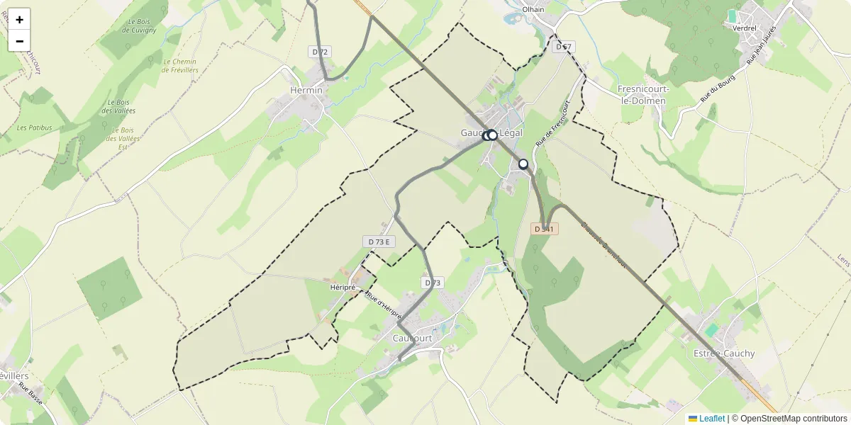 Carte du réseau de transport en commun à Gauchin-Légal - lignes de bus et arrêts