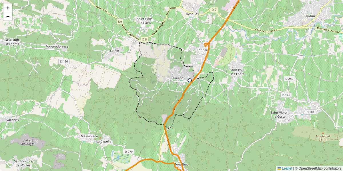 Carte du réseau de transport en commun à Gaujac - lignes de bus et arrêts