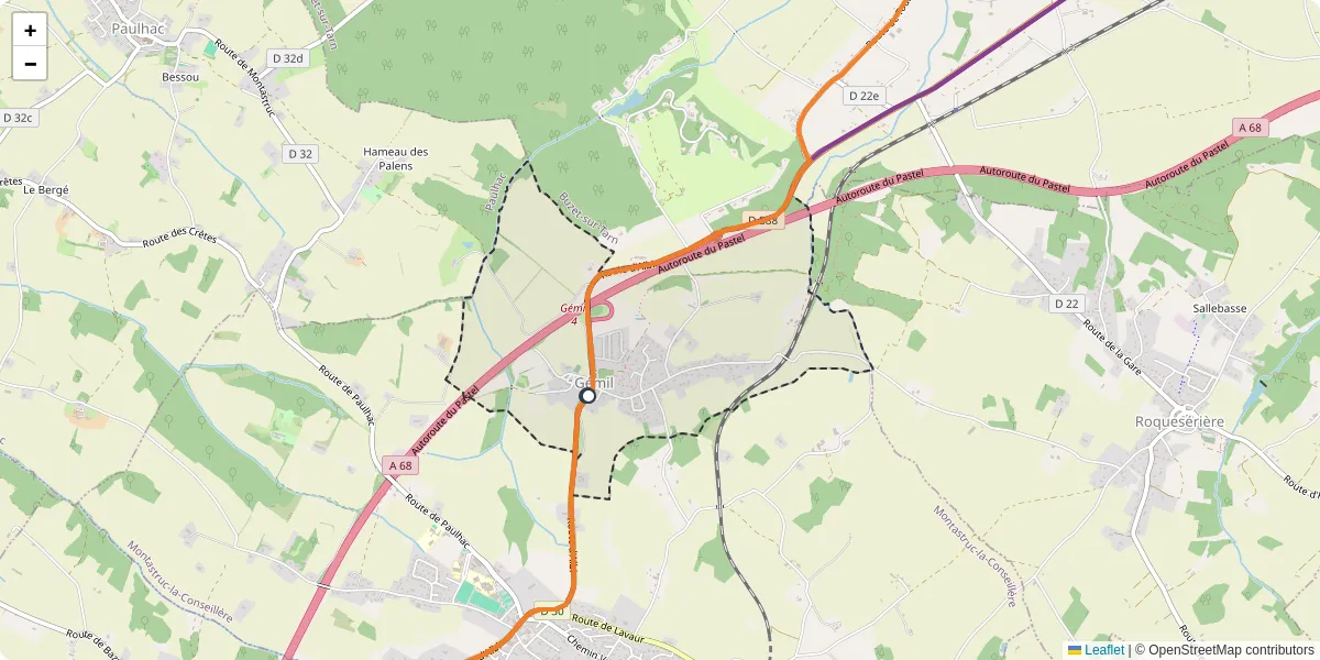 Carte du réseau de transport en commun à Gémil - lignes de bus et arrêts