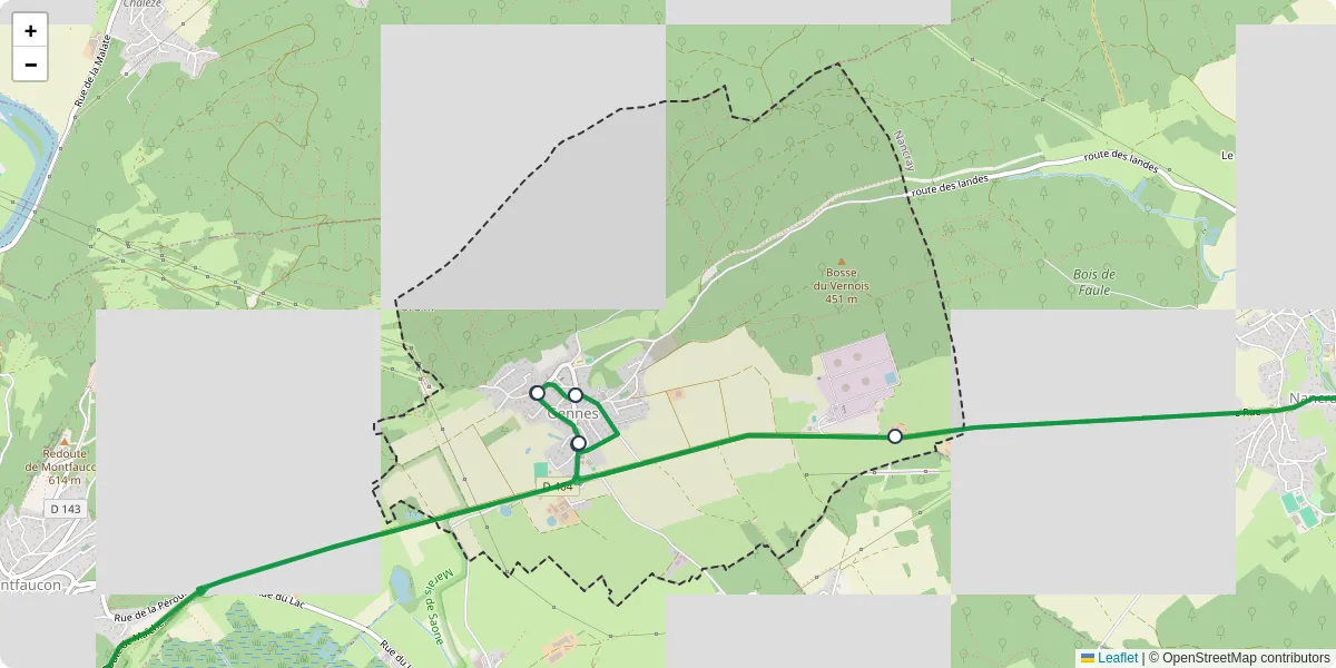 Carte du réseau de transport en commun à Gennes - lignes de bus et arrêts