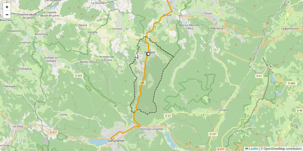 Carte du réseau de transport en commun à Gerbépal - lignes de bus et arrêts