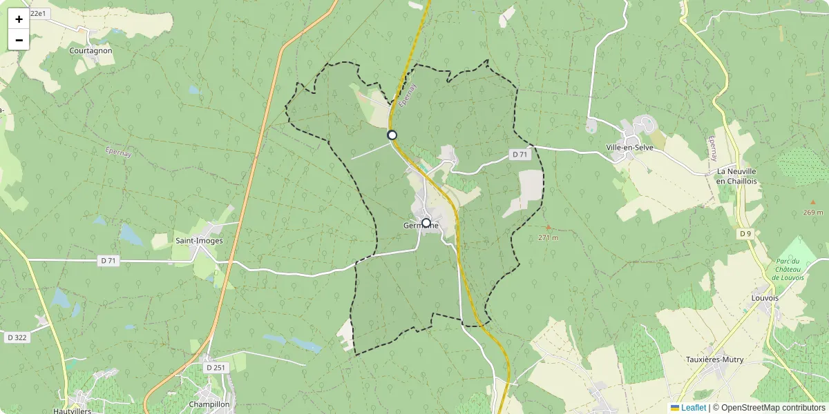 Carte du réseau de transport en commun à Germaine - lignes de bus et arrêts