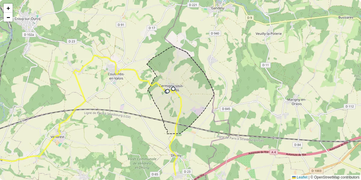 Carte du réseau de transport en commun à Germigny-sous-Coulombs - lignes de bus et arrêts