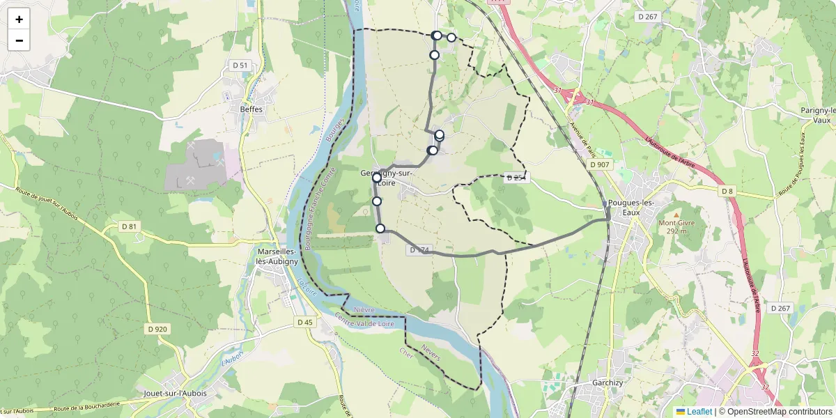 Carte du réseau de transport en commun à Germigny-sur-Loire - lignes de bus et arrêts