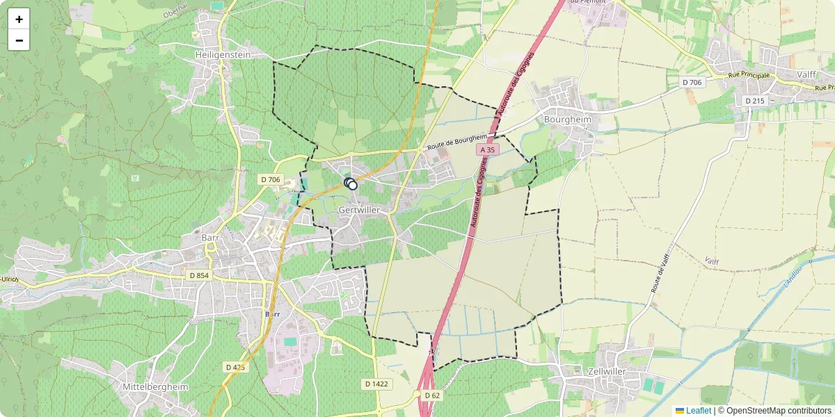 Carte du réseau de transport en commun à Gertwiller - lignes de bus et arrêts