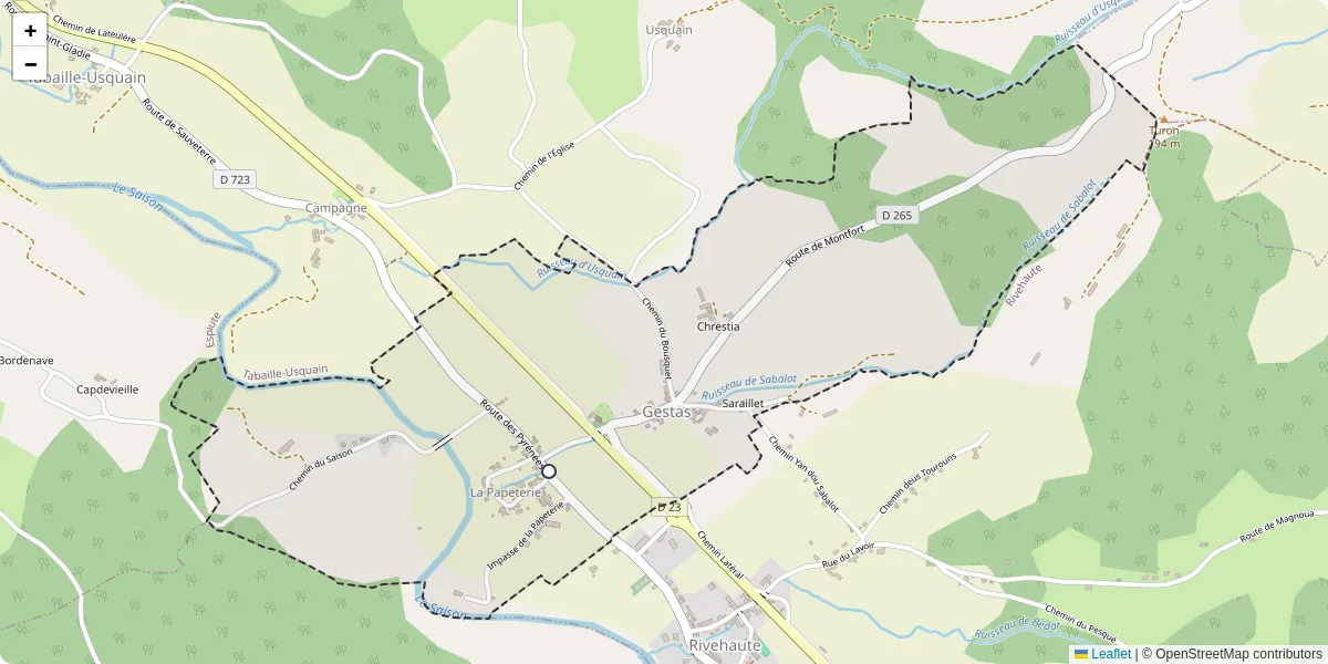 Carte du réseau de transport en commun à Gestas - lignes de bus et arrêts