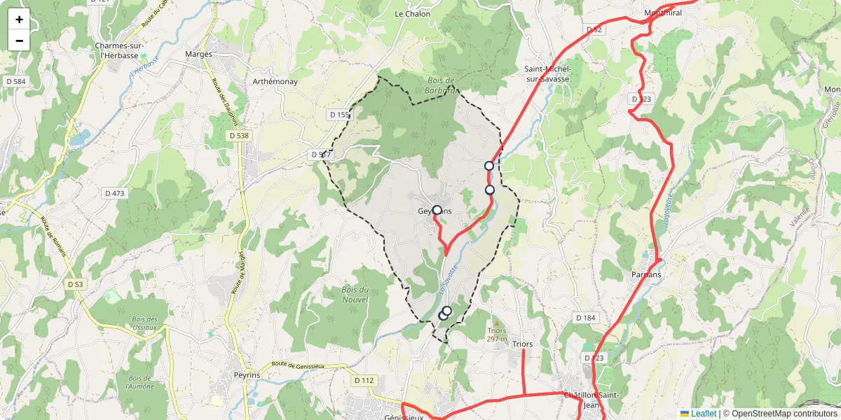 Carte du réseau de transport en commun à Geyssans - lignes de bus et arrêts
