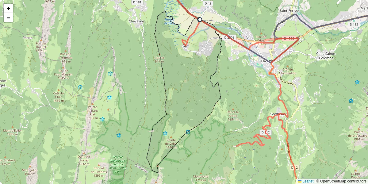 Carte du réseau de transport en commun à Giez - lignes de bus et arrêts