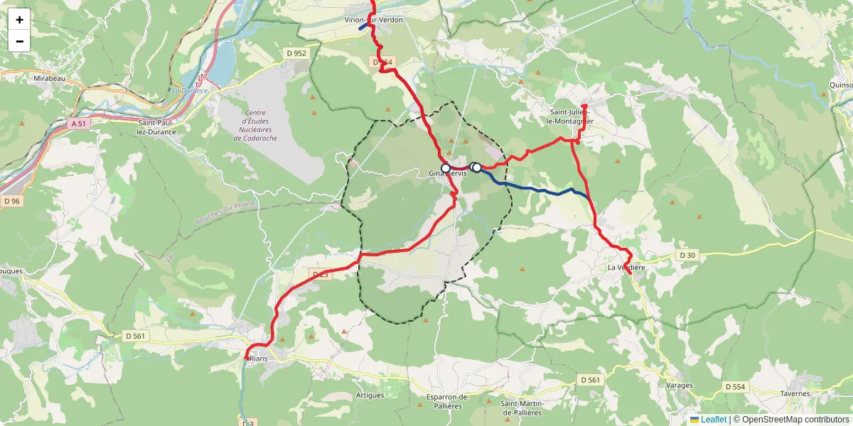 Carte du réseau de transport en commun à Ginasservis - lignes de bus et arrêts