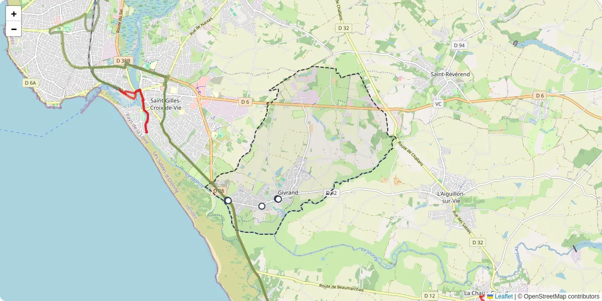 Carte du réseau de transport en commun à Givrand - lignes de bus et arrêts
