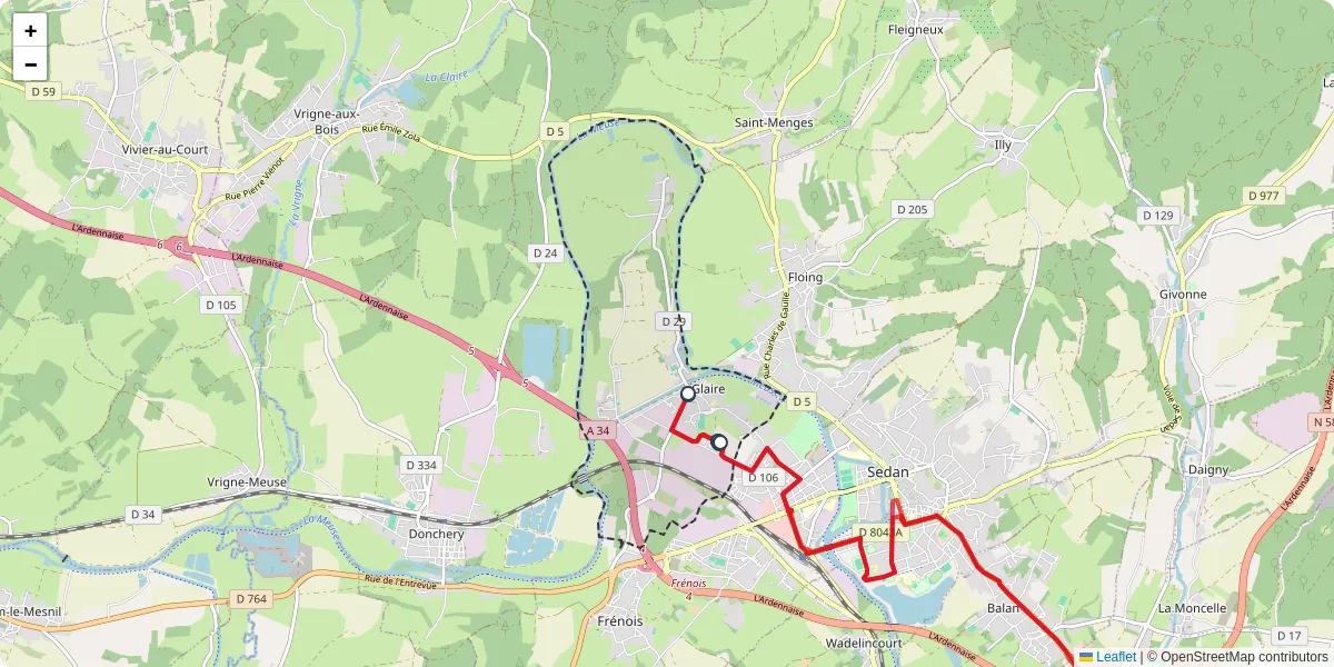 Carte du réseau de transport en commun à Glaire - lignes de bus et arrêts