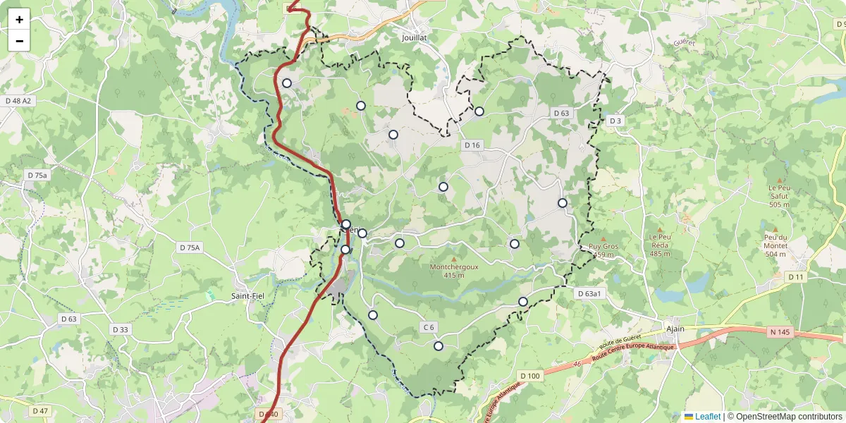 Carte du réseau de transport en commun à Glénic - lignes de bus et arrêts