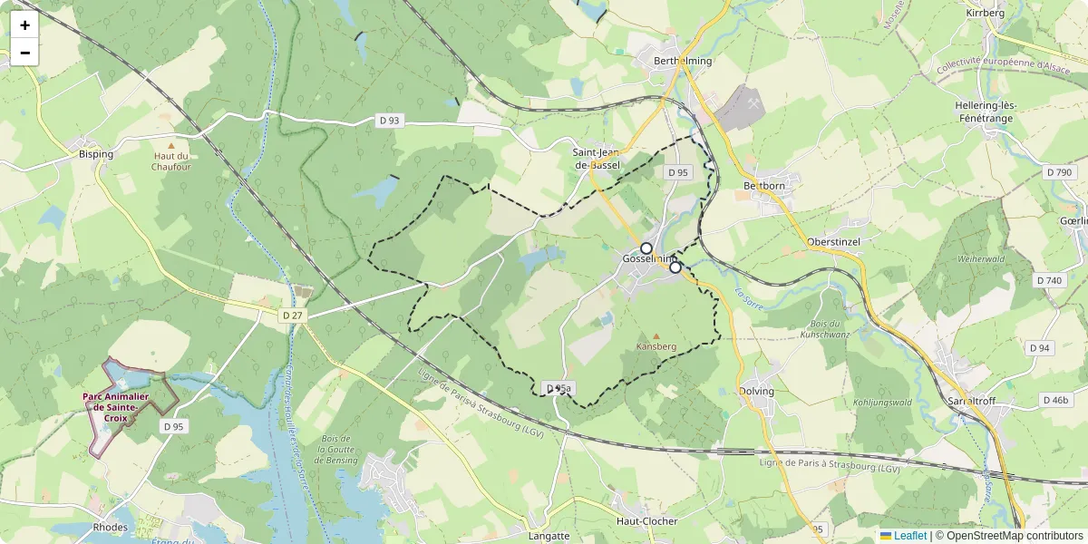 Carte du réseau de transport en commun à Gosselming - lignes de bus et arrêts