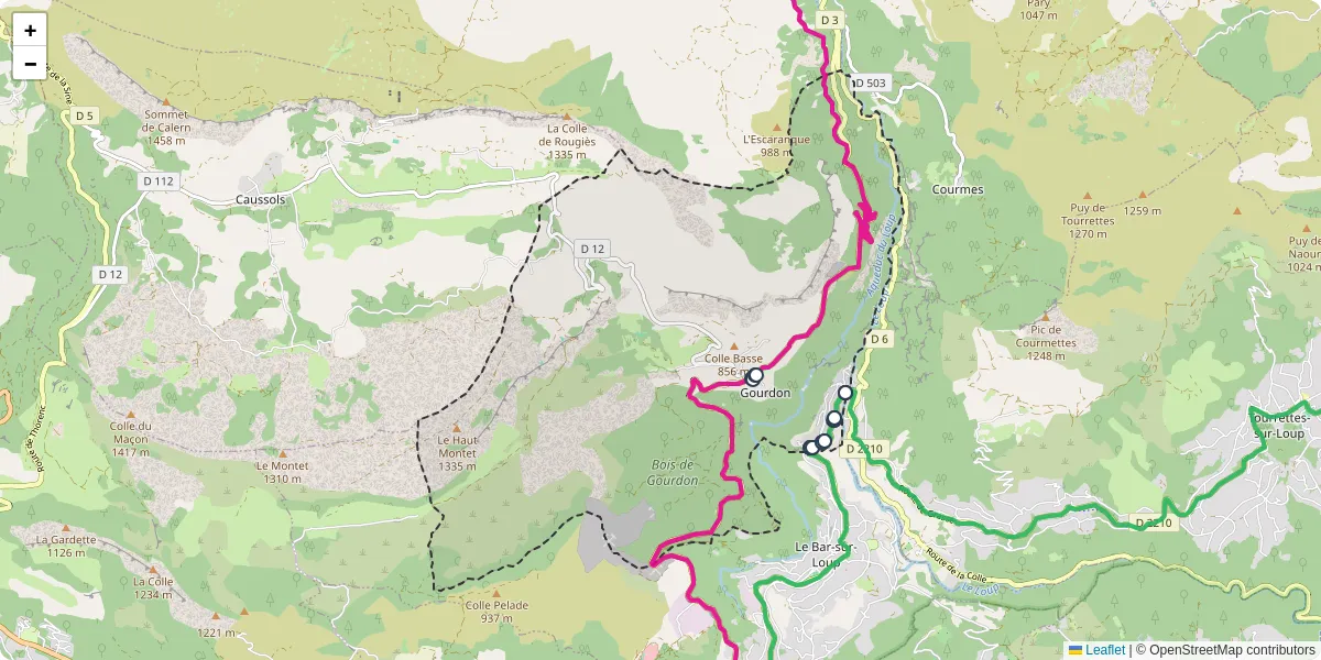 Carte du réseau de transport en commun à Gourdon - lignes de bus et arrêts